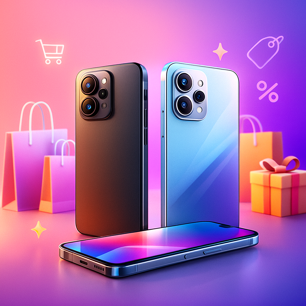 Black Friday mobile deals India 2025 thumbnail with modern smartphones and shopping icons