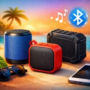Bluetooth speakers under ₹3000 placed on a modern surface, showcasing compact design and lifestyle use for Indian buyers