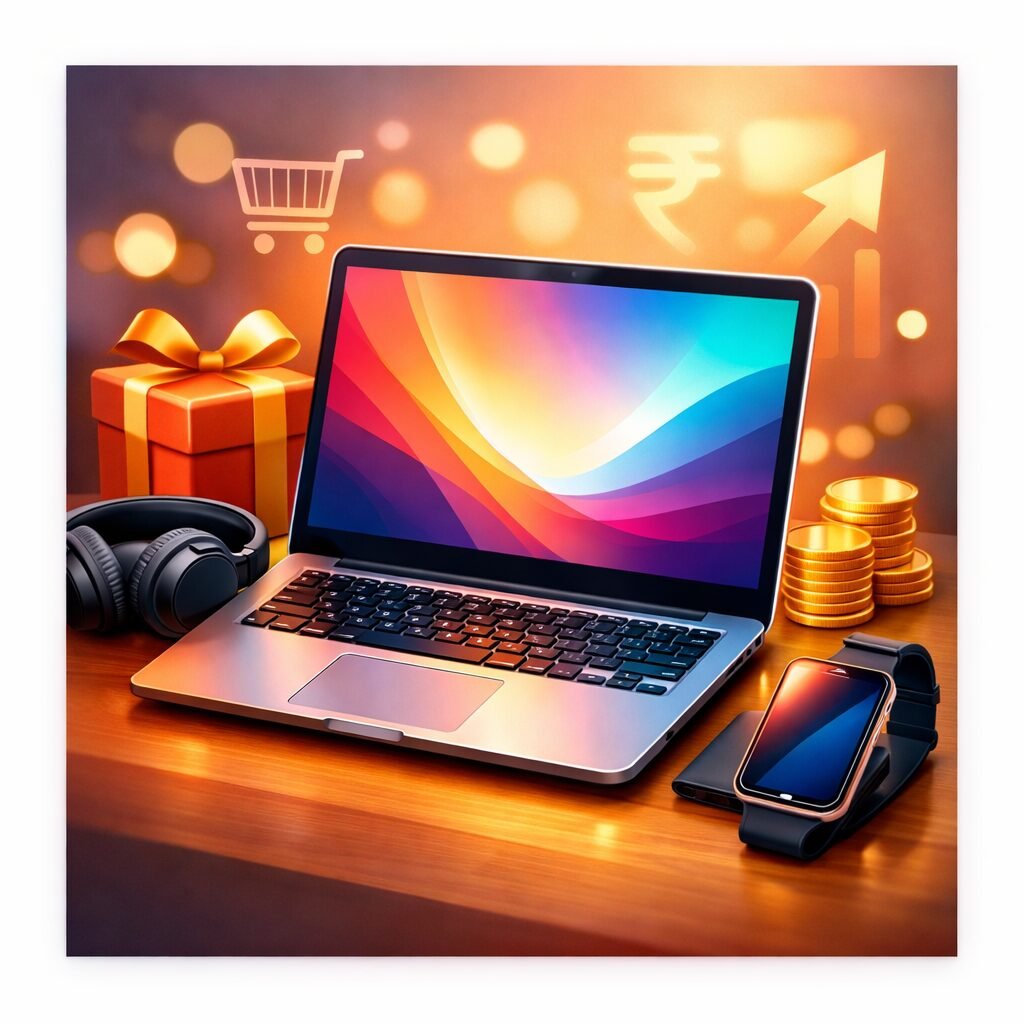 A modern laptop setup symbolizing the best budget laptop deals under ₹70,000 available in India.